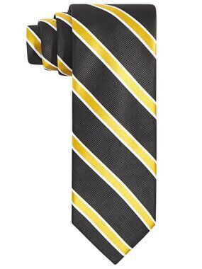 Tayion Collection Men's Black & Gold Stripe Tie Gold